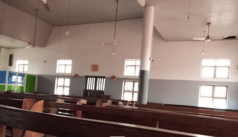 Pews inside St John’s Anglican Church